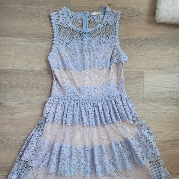 Altar'd State Dresses & Skirts - Altar'd State Dress Cream and Blue Lace and Tulle Small
